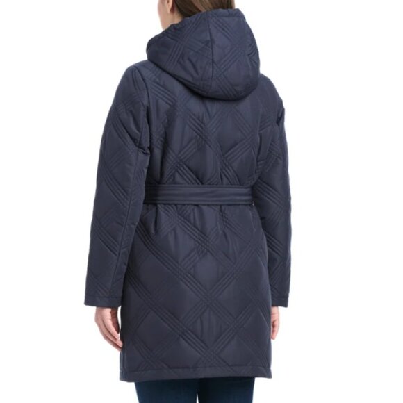 NWT Jones New York Women's Belted Quilt Jacket, Blue - Picture 7 of 11